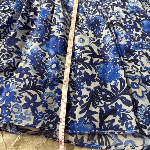 US$495 Cara Cara blue floral georgica skirt